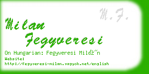 milan fegyveresi business card